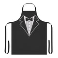 Novelty tuxedo suit style apron with a playful, humorous design