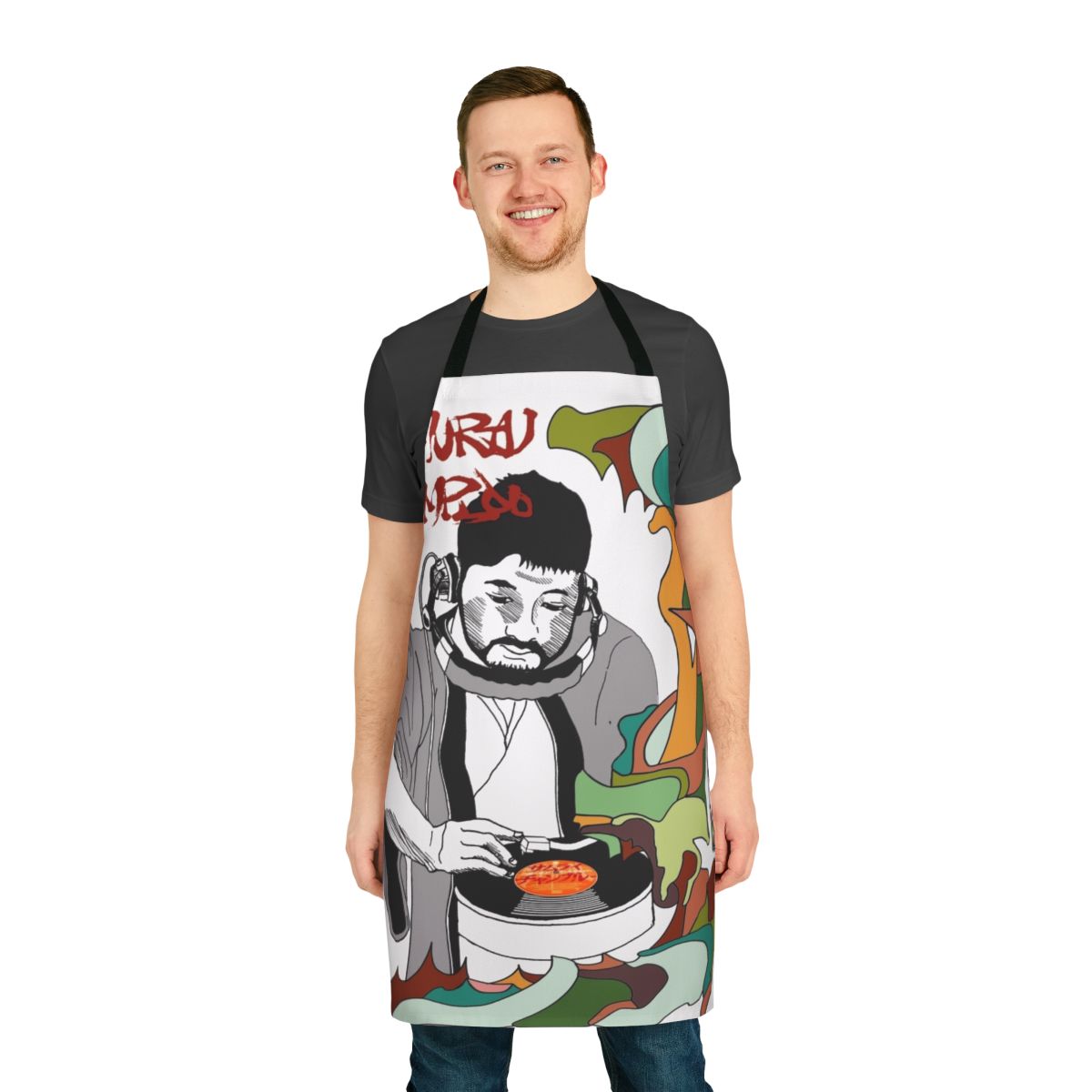 Nujabes-inspired Samurai Champloo apron featuring metaphorical lo-fi hip hop music design