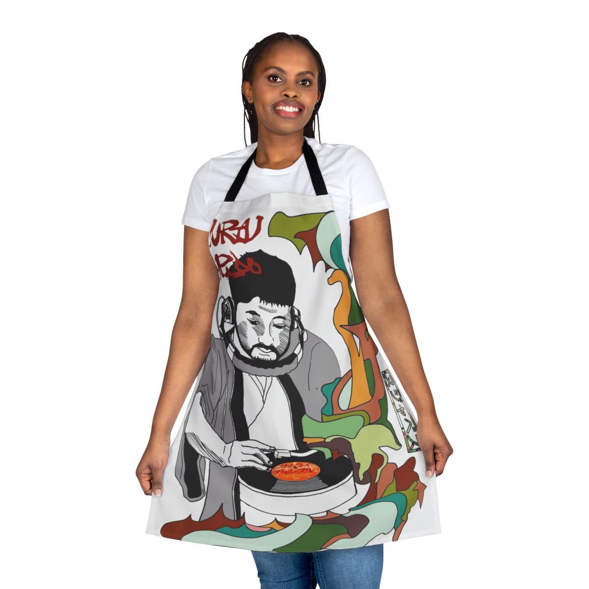 Nujabes-inspired Samurai Champloo apron featuring metaphorical lo-fi hip hop music design
