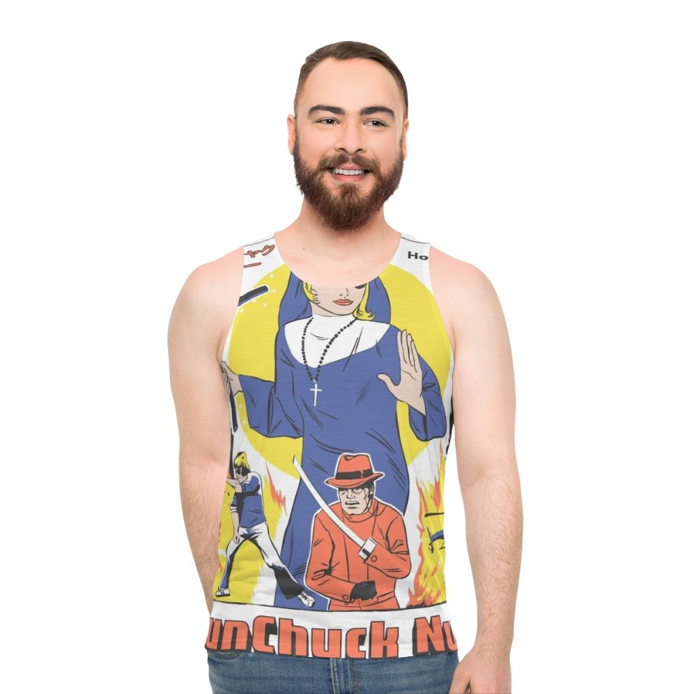 Nunchuck Nun 2 Unisex Pop Culture Parody Tank Top
