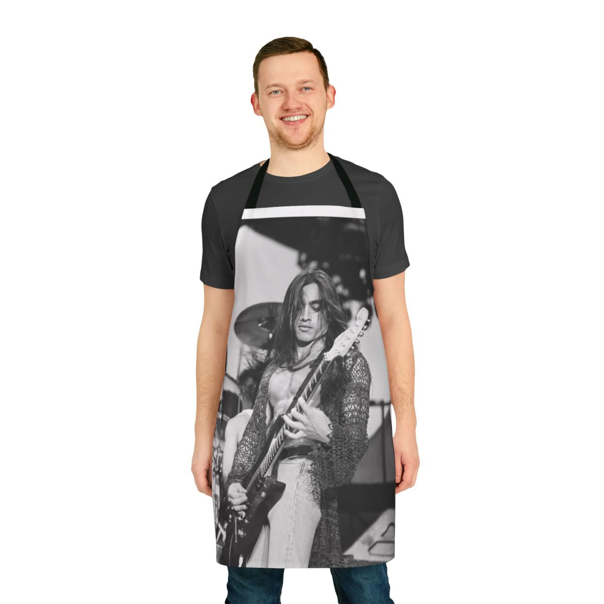 Nuno Bettencourt inspired black and white photograph printed on an apron