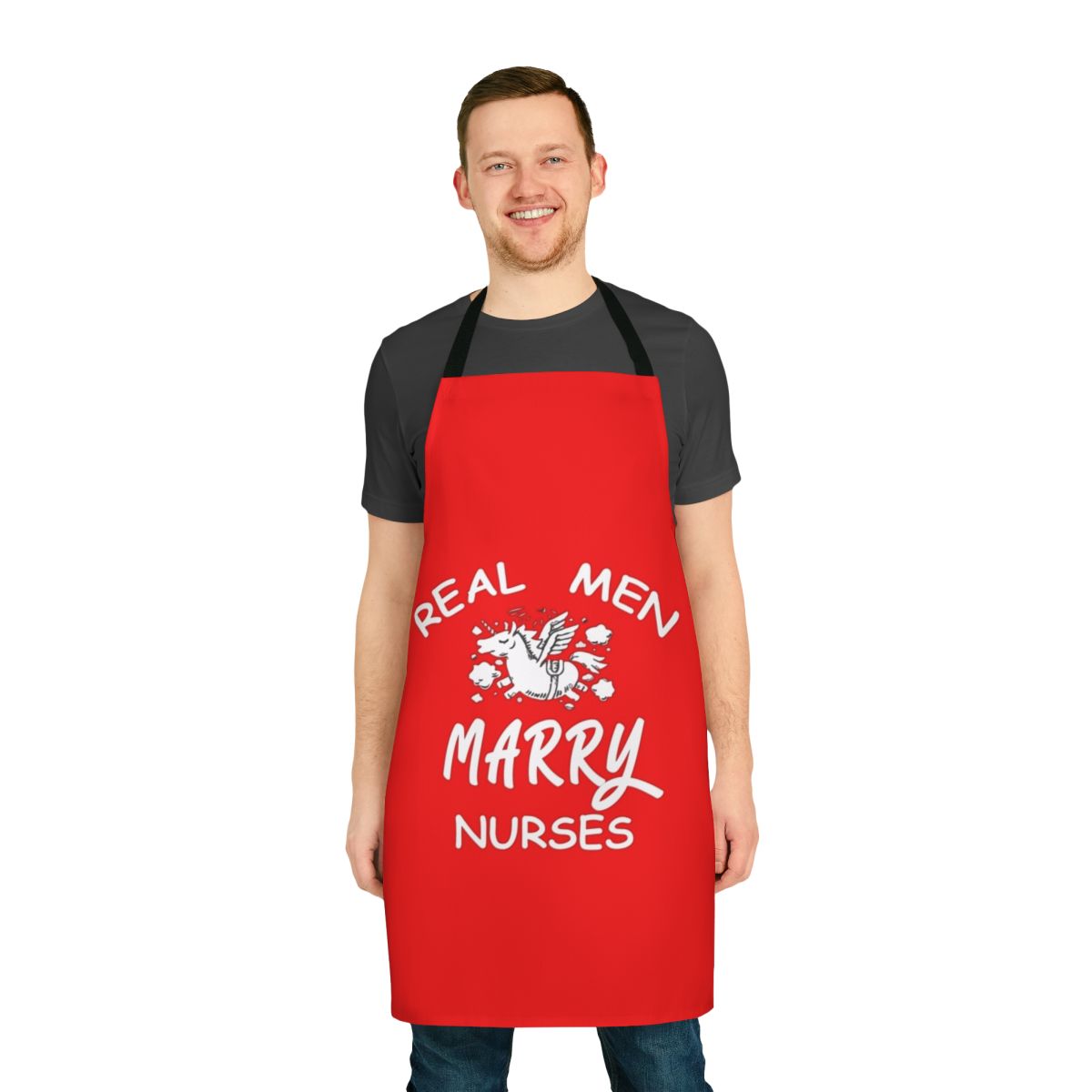 "Nursing Apron with 'Real Men Marry Nurses' Design"