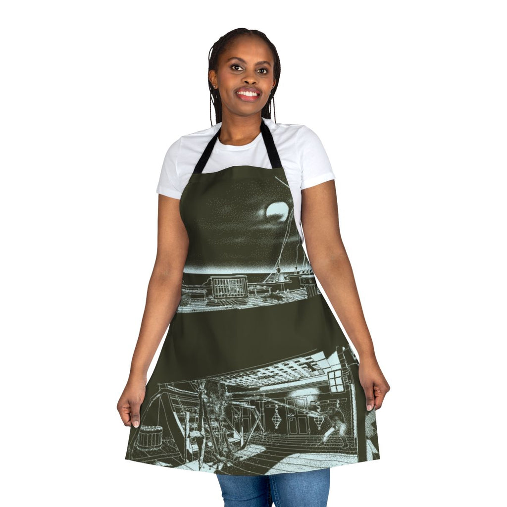 Obra Dinn inspired apron with retro pixel art design