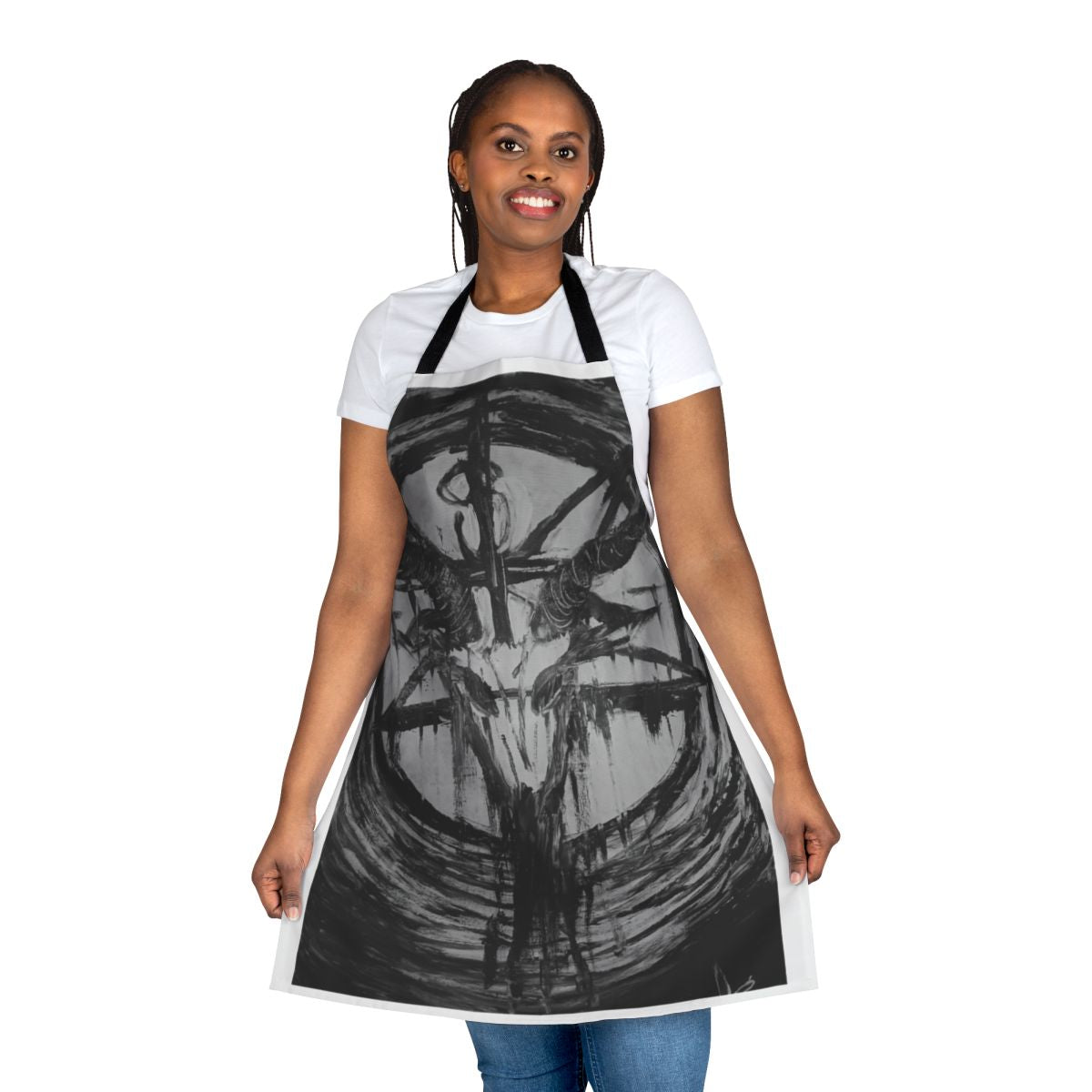 Occult art apron featuring a Baphomet abstract design
