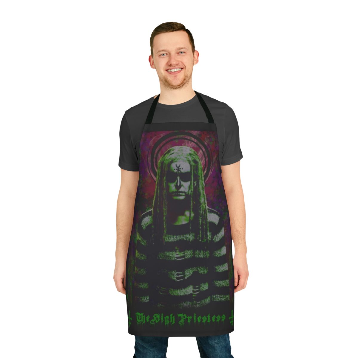 Occult-themed apron featuring a depiction of the High Priestess tarot card
