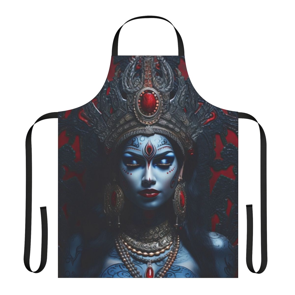 Occult inspired apron featuring a blue goddess image