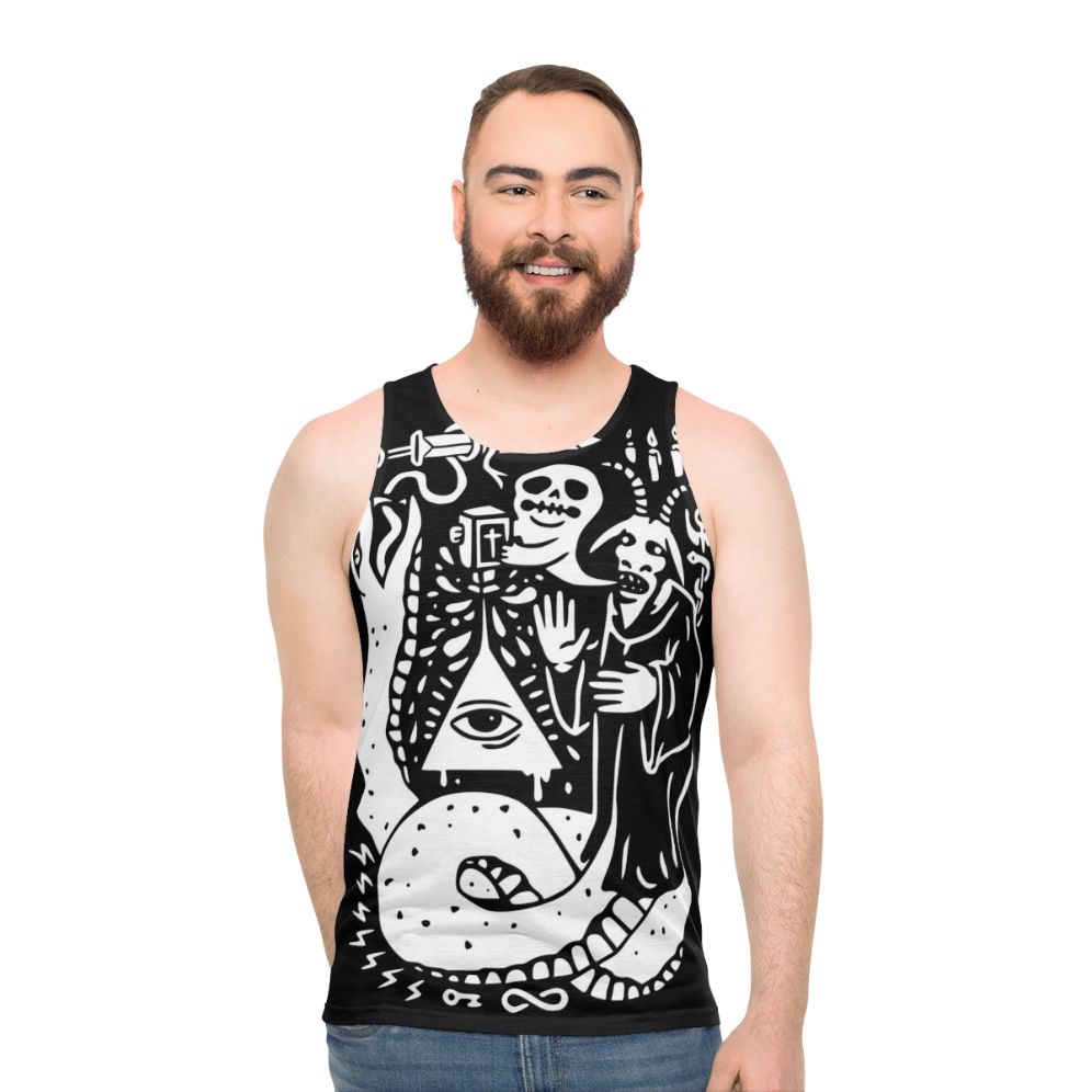Occult unisex tank top with mystical cult design