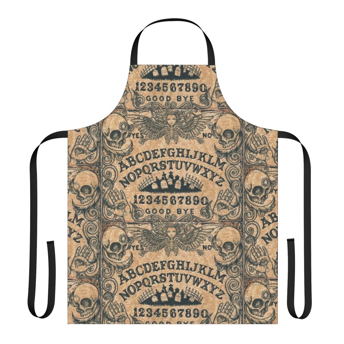 Witch apron with occult and ouija board inspired design