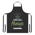 Compliance manager wearing a personalized apron for their profession