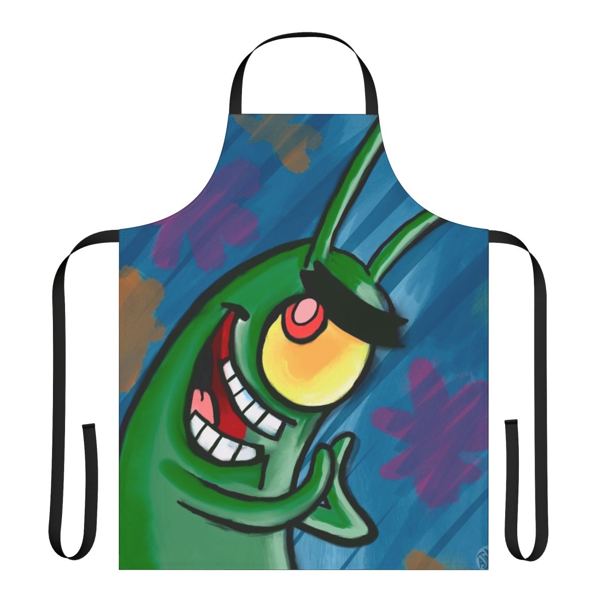 Plankton-patterned apron with a marine life design
