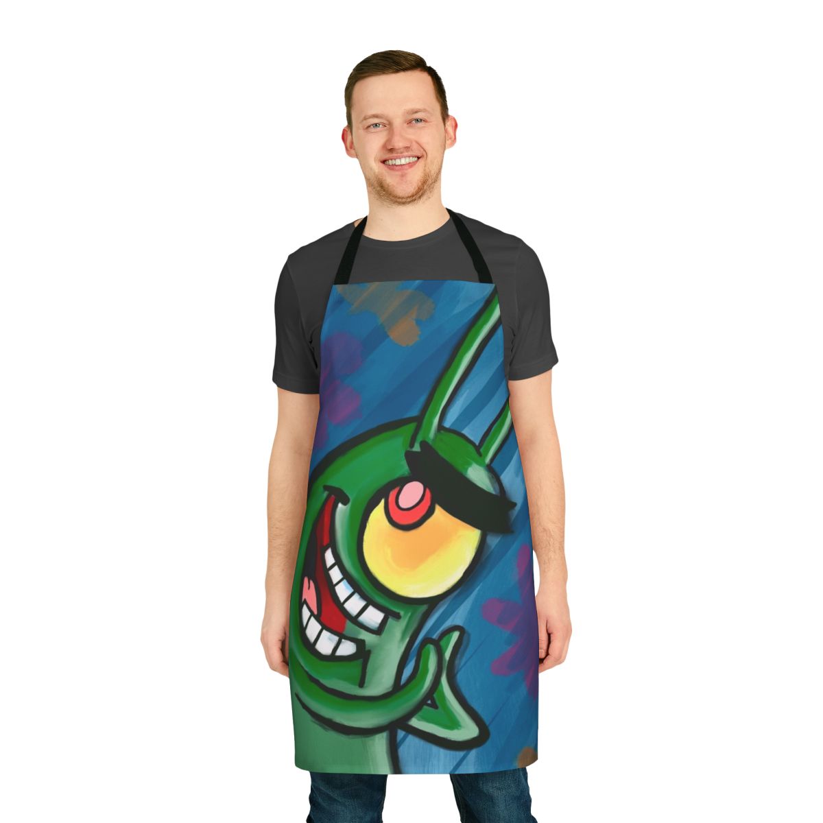 Plankton-patterned apron with a marine life design