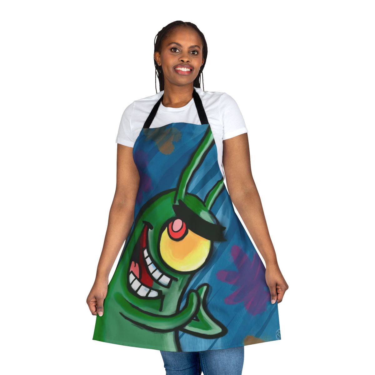 Plankton-patterned apron with a marine life design