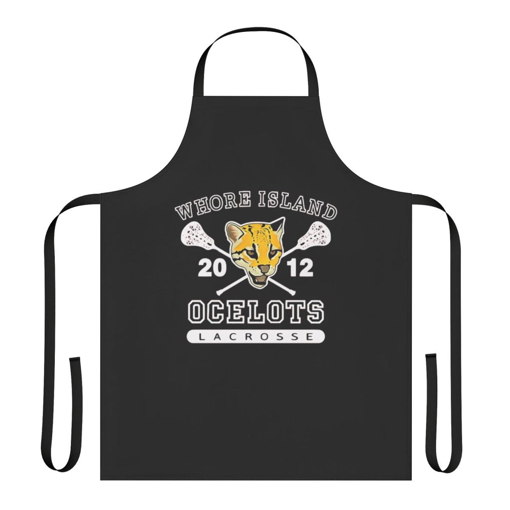 Ocelot-themed lacrosse apron with a ball and paw print design