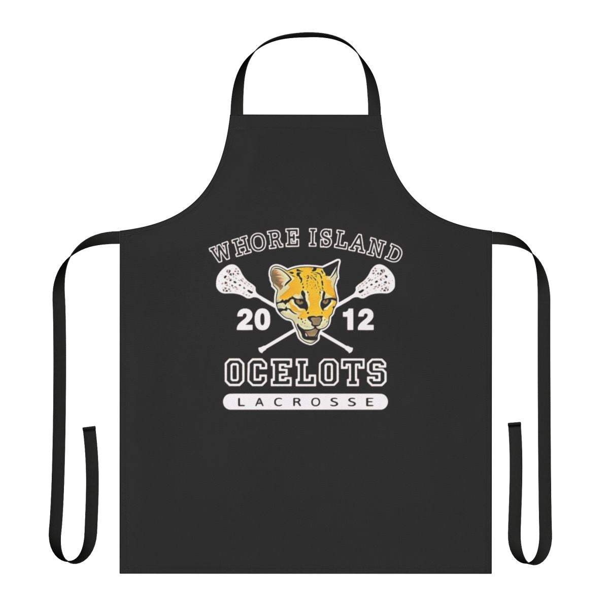 Ocelot-themed lacrosse apron with a ball and paw print design