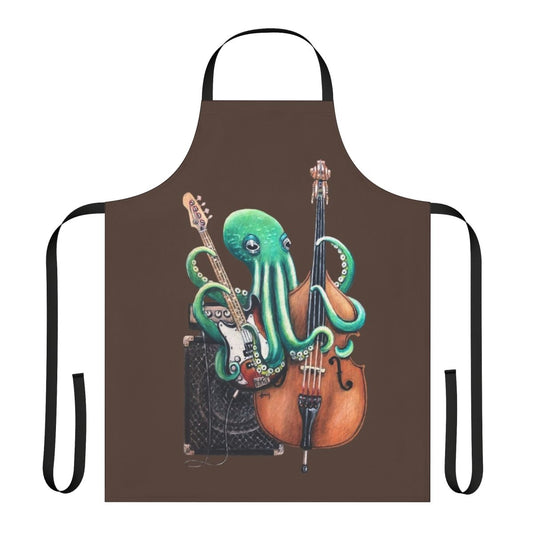 Octobass-themed apron with tentacles and musical notes