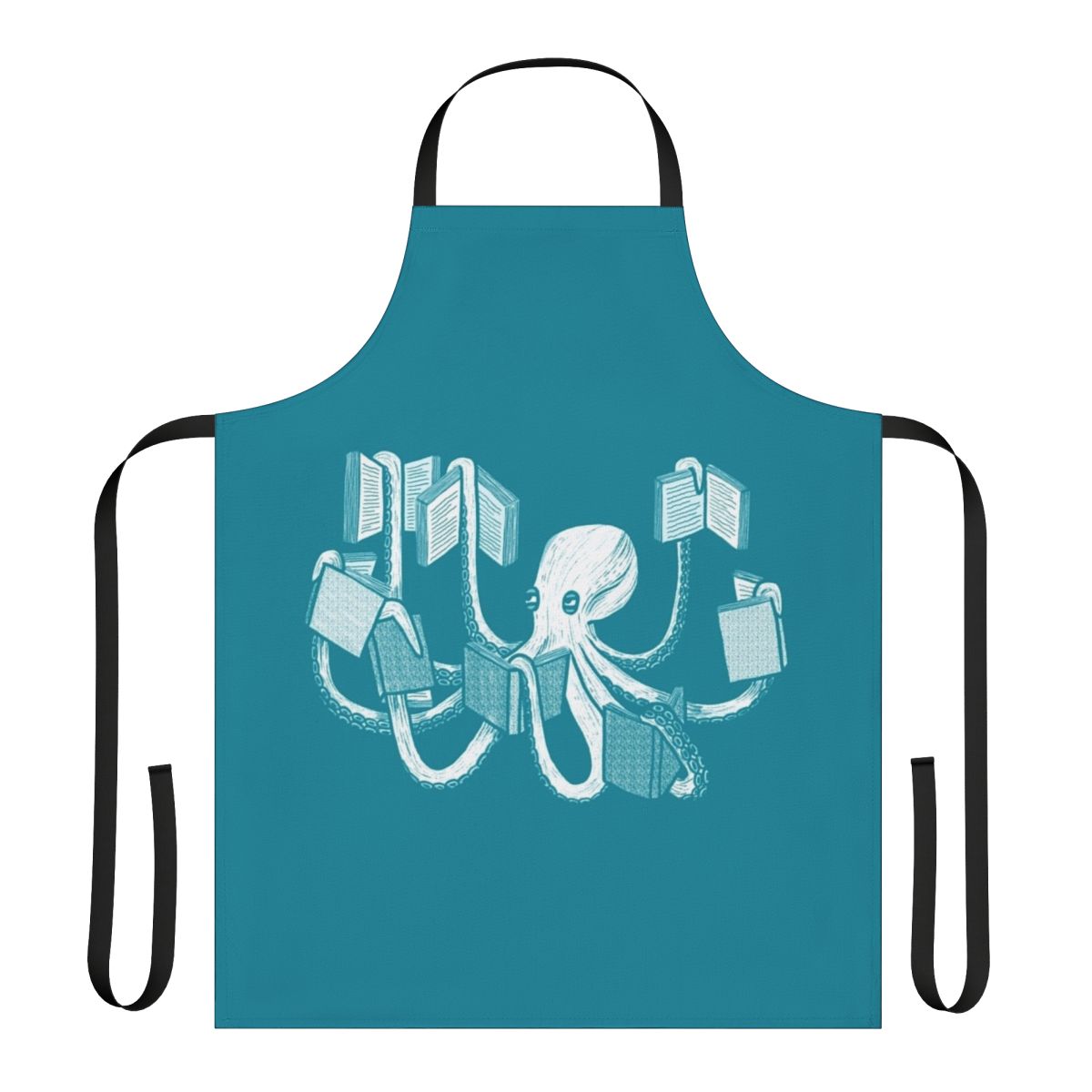Octopus apron with a literary and reading theme