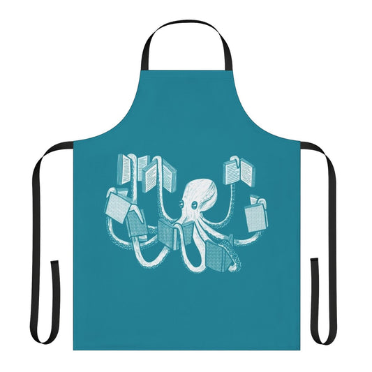 Octopus apron with a literary and reading theme