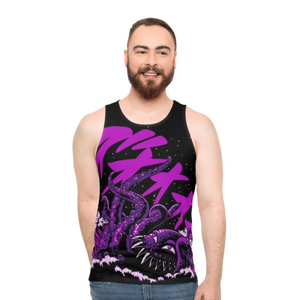 Unisex tank top with octopus design for fantasy and anime enthusiasts