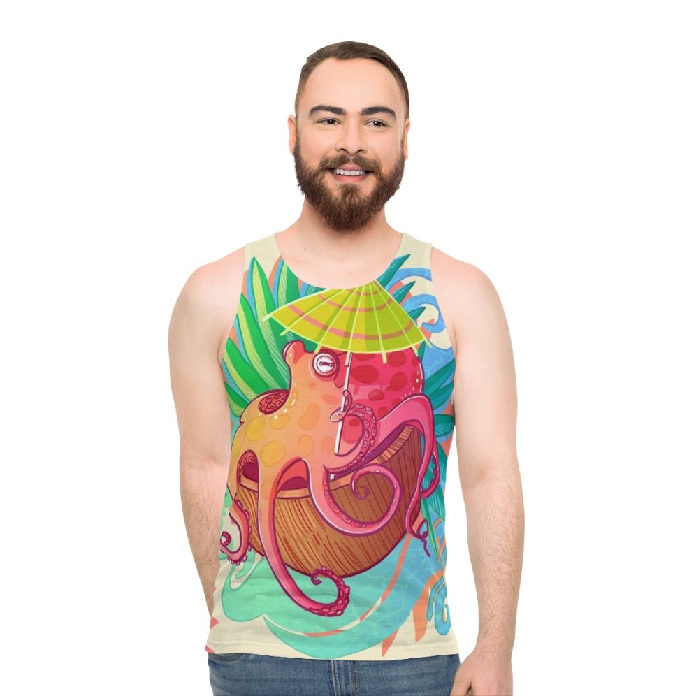 Octopus on the Beach Unisex Tank Top