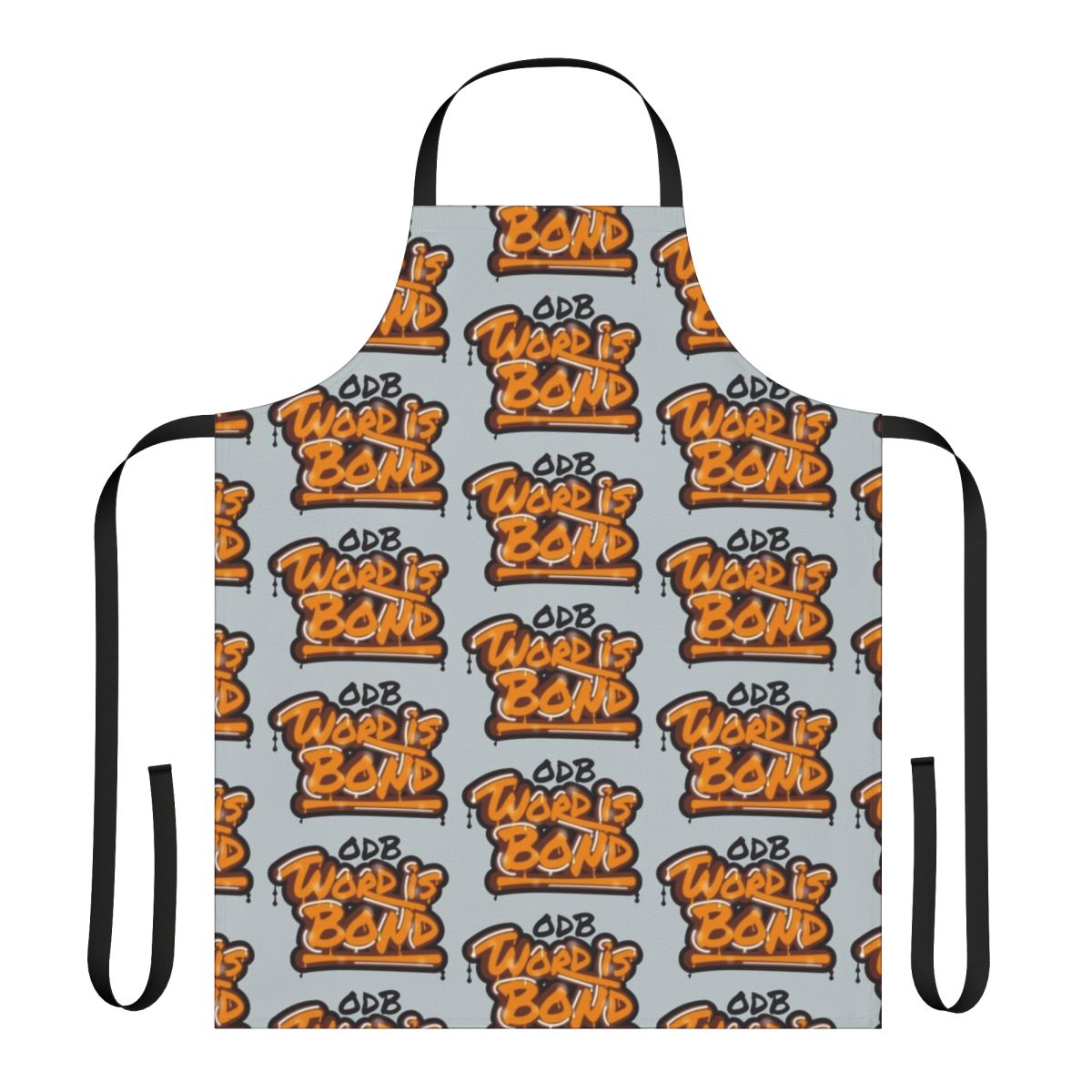 ODB-inspired graphic apron with "Word Is Bond" hip hop quote