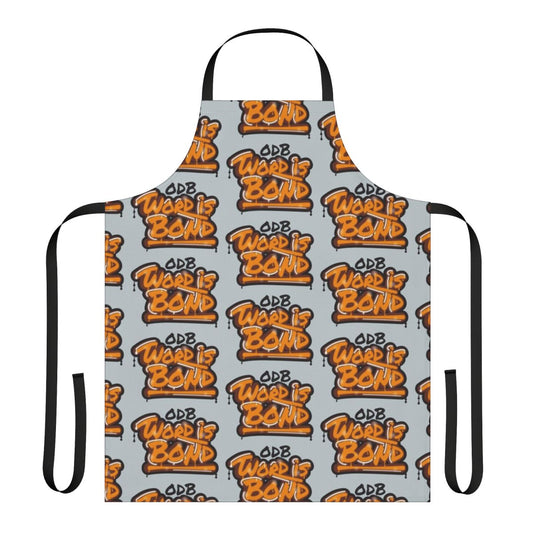 ODB-inspired graphic apron with "Word Is Bond" hip hop quote