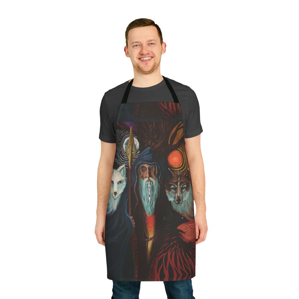 Odin's Wotan Inspired Norse Mythology Apron with Viking, Wolf, and Pagan Symbols