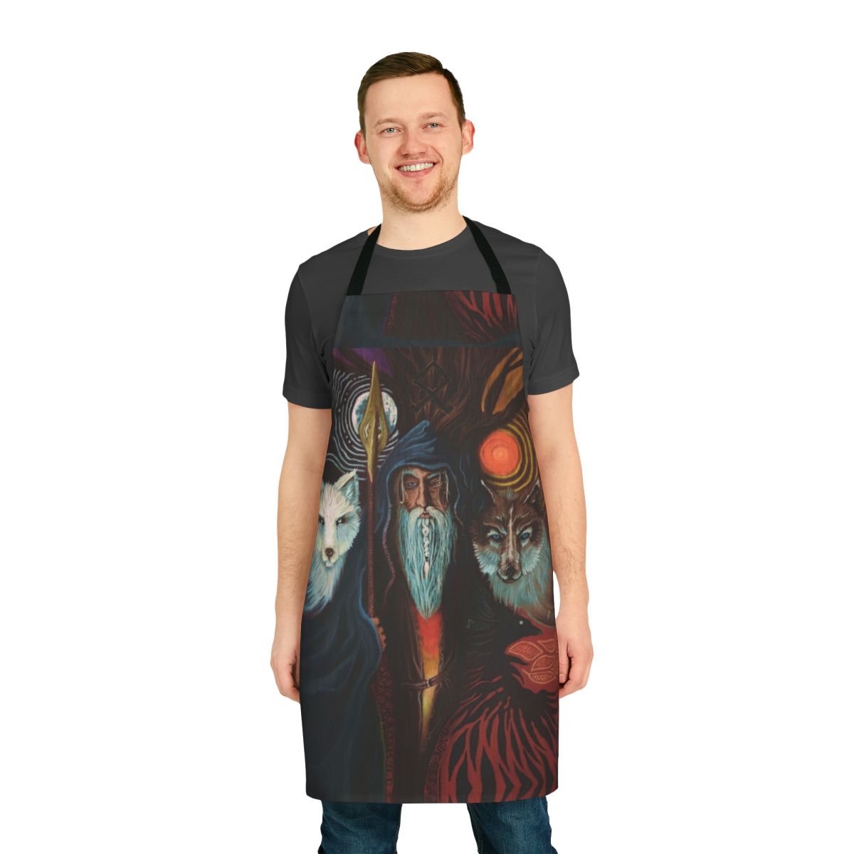 Odin's Wotan Inspired Norse Mythology Apron with Viking, Wolf, and Pagan Symbols