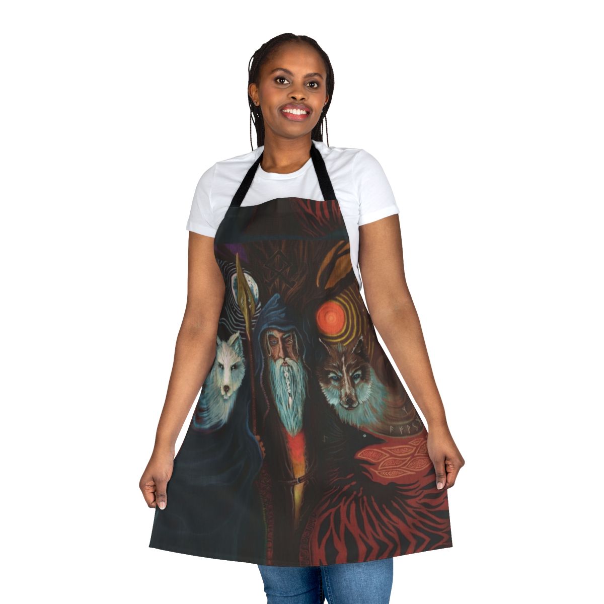 Odin's Wotan Inspired Norse Mythology Apron with Viking, Wolf, and Pagan Symbols