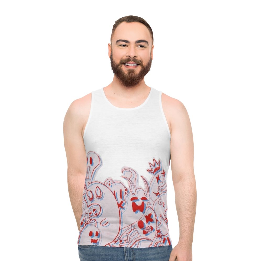 Off Game Unisex Tank Top with 3D Ghost Design