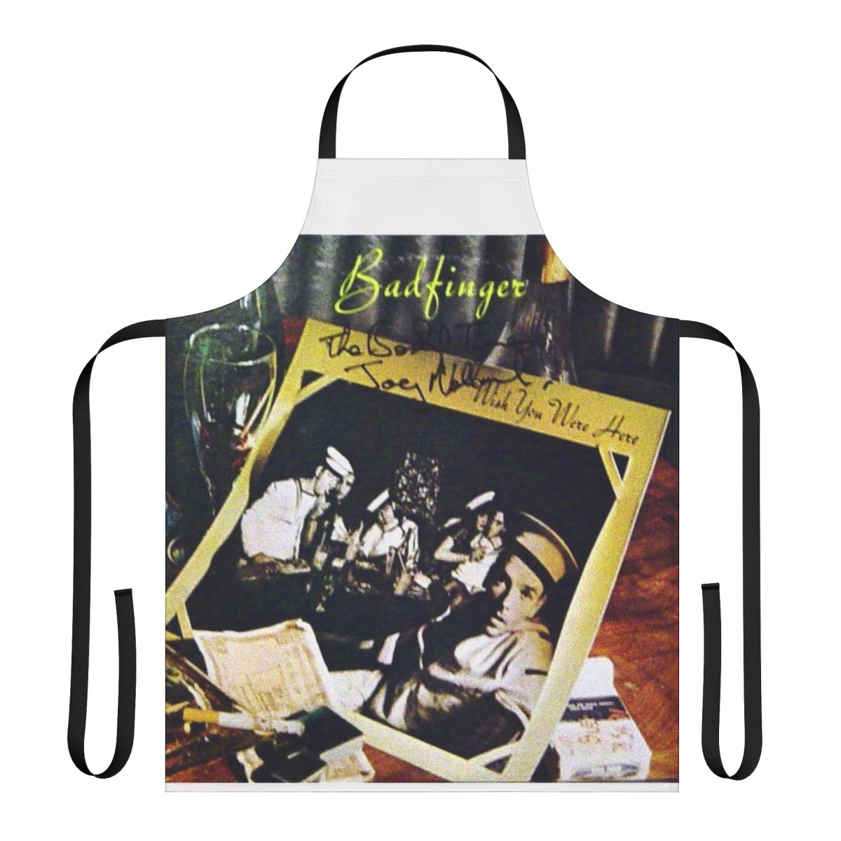 Badfinger signed vinyl record design printed on a high-quality kitchen apron