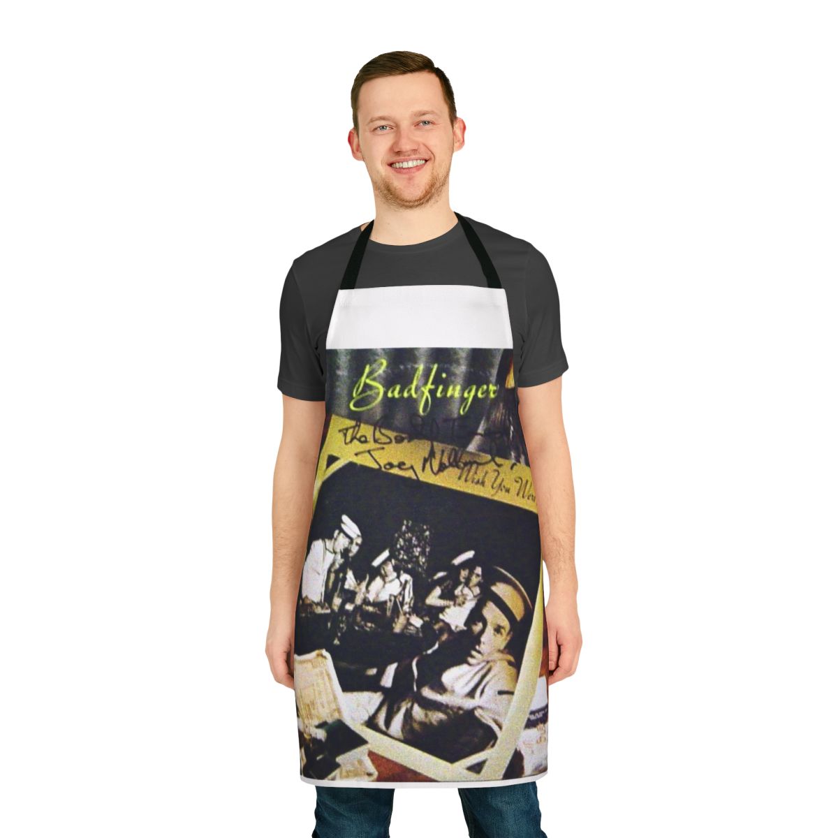 Badfinger signed vinyl record design printed on a high-quality kitchen apron