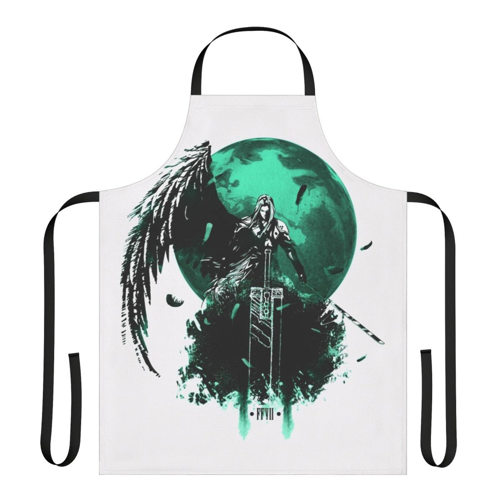 Final Fantasy VII-inspired apron featuring iconic characters and elements from the beloved game