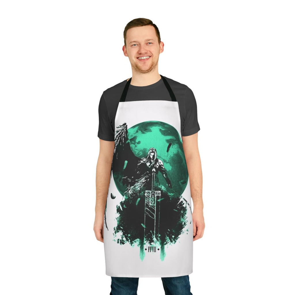 Final Fantasy VII-inspired apron featuring iconic characters and elements from the beloved game