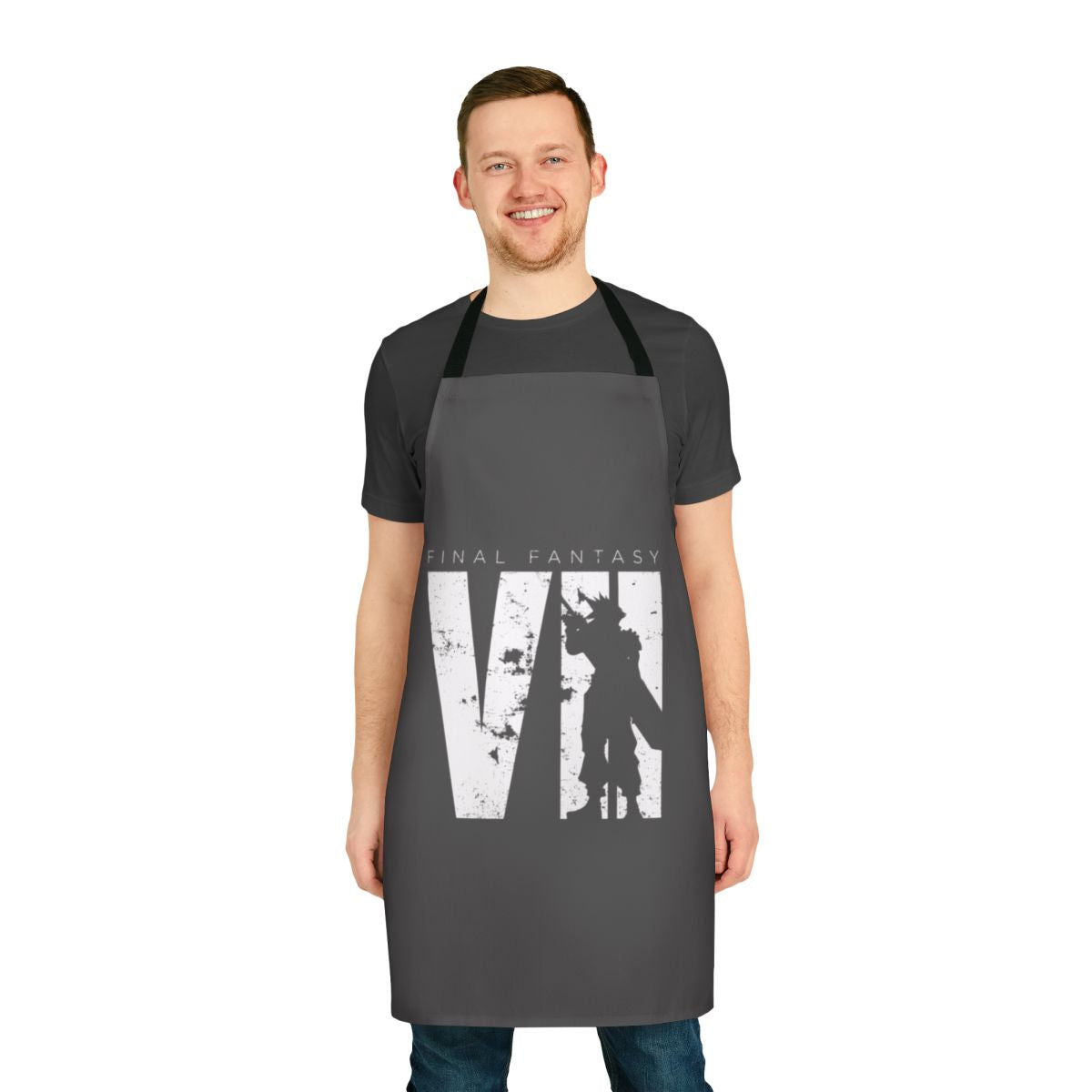 Officially inspired Final Fantasy VII apron featuring iconic characters and designs