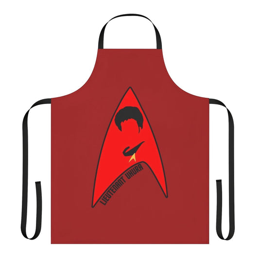 Lieutenant Uhura inspired apron featuring the USS Enterprise NCC-1701 from Star Trek