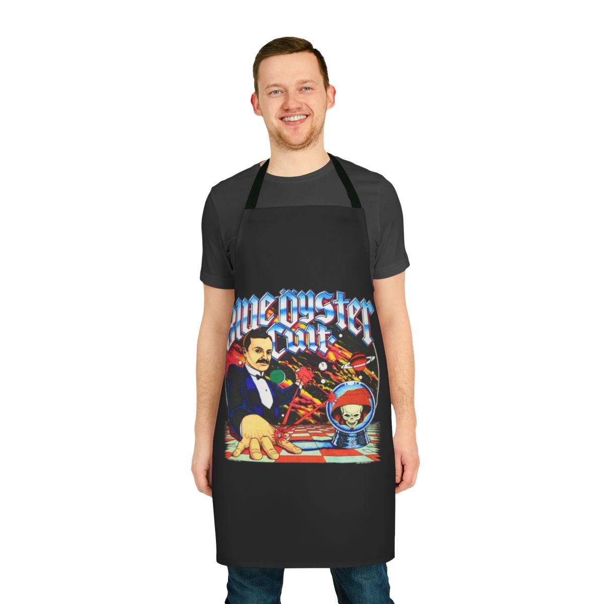 Blue Oyster Cult logo printed on a high-quality durable apron for music fans