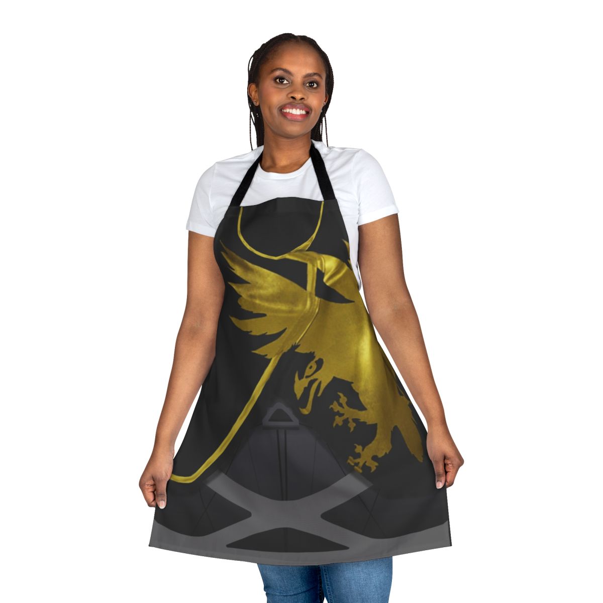 Destiny-inspired apron with Warlock Parade Armor design