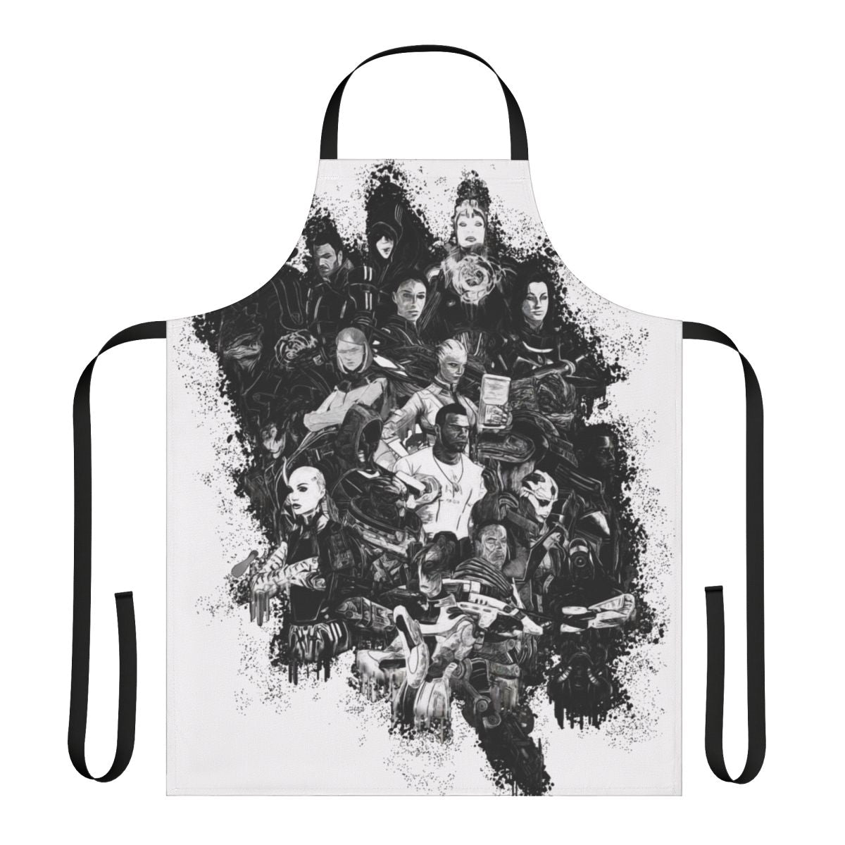 Mass Effect-inspired apron featuring characters from the popular video game franchise