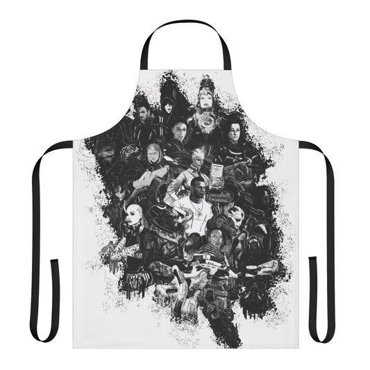 Mass Effect-inspired apron featuring characters from the popular video game franchise