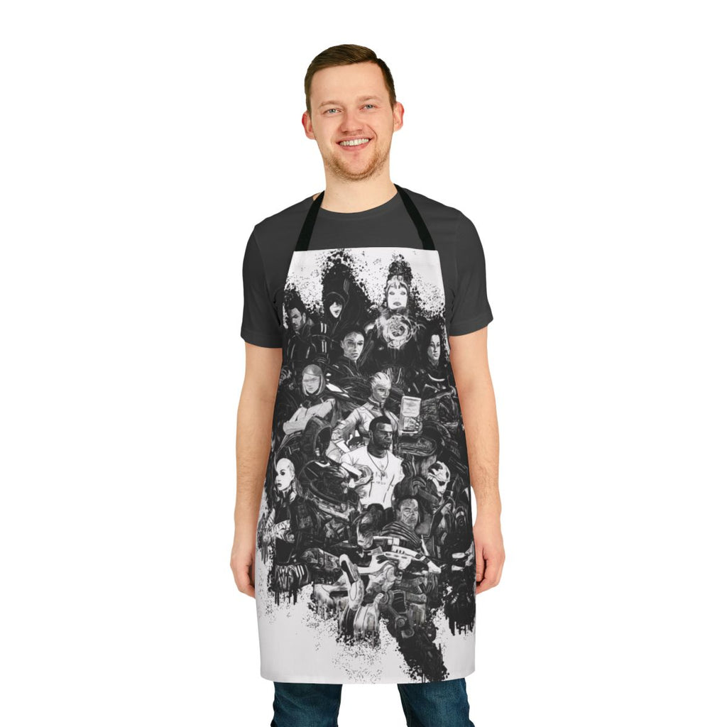 Mass Effect-inspired apron featuring characters from the popular video game franchise