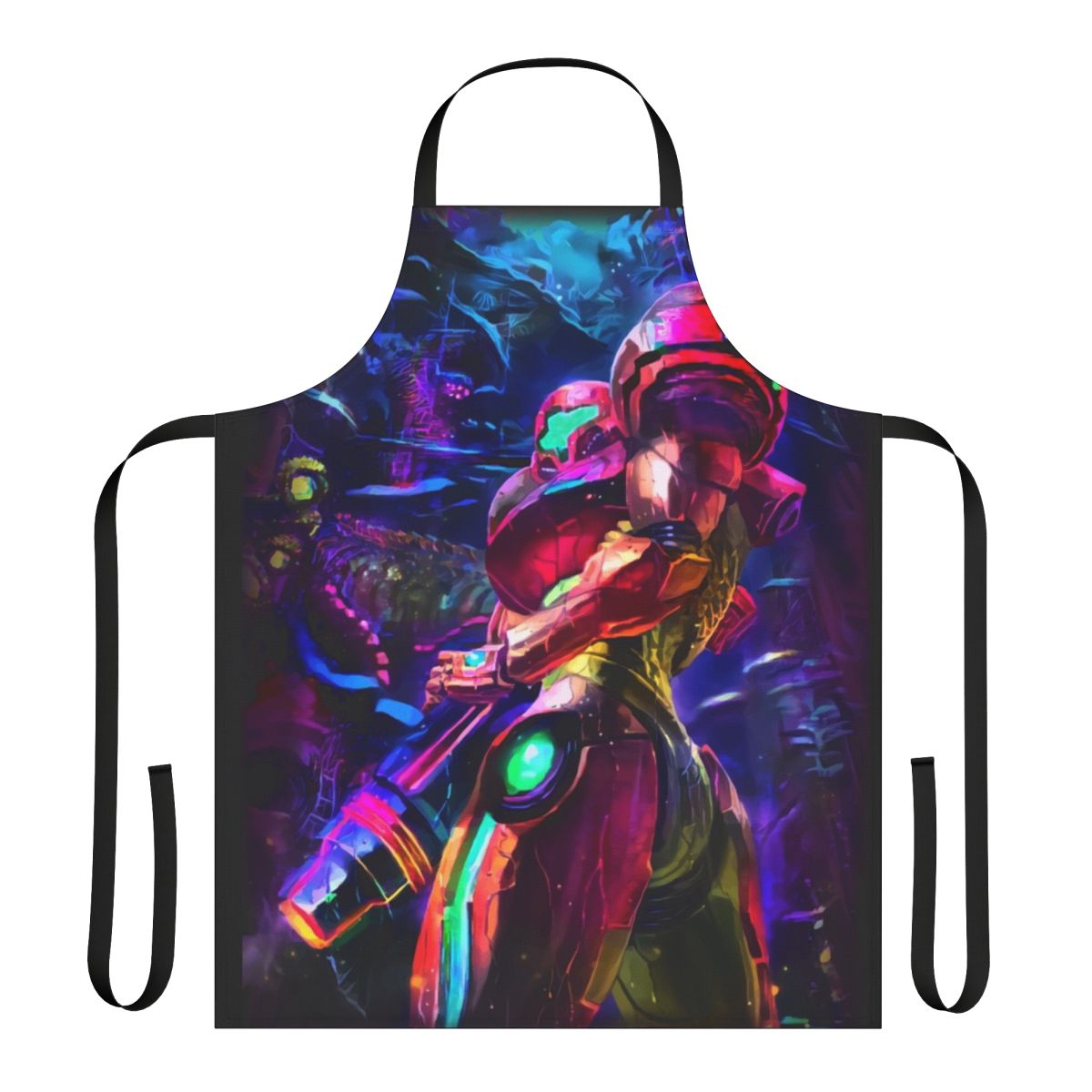 Metroid-inspired apron featuring the iconic Samus Aran character