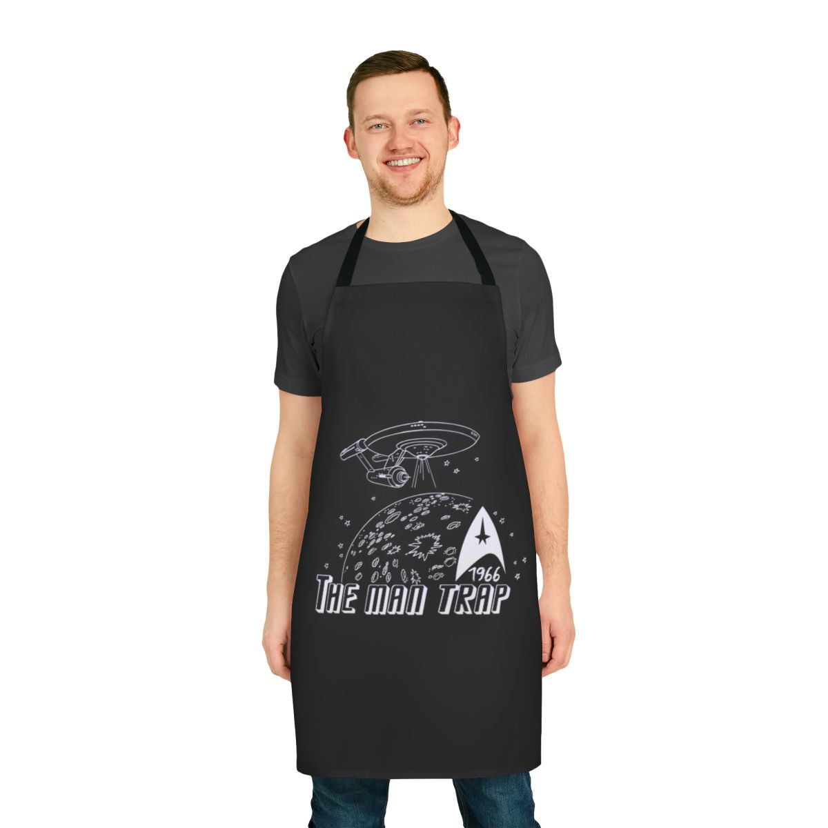 Star Trek The Man Trap themed apron with a retro design