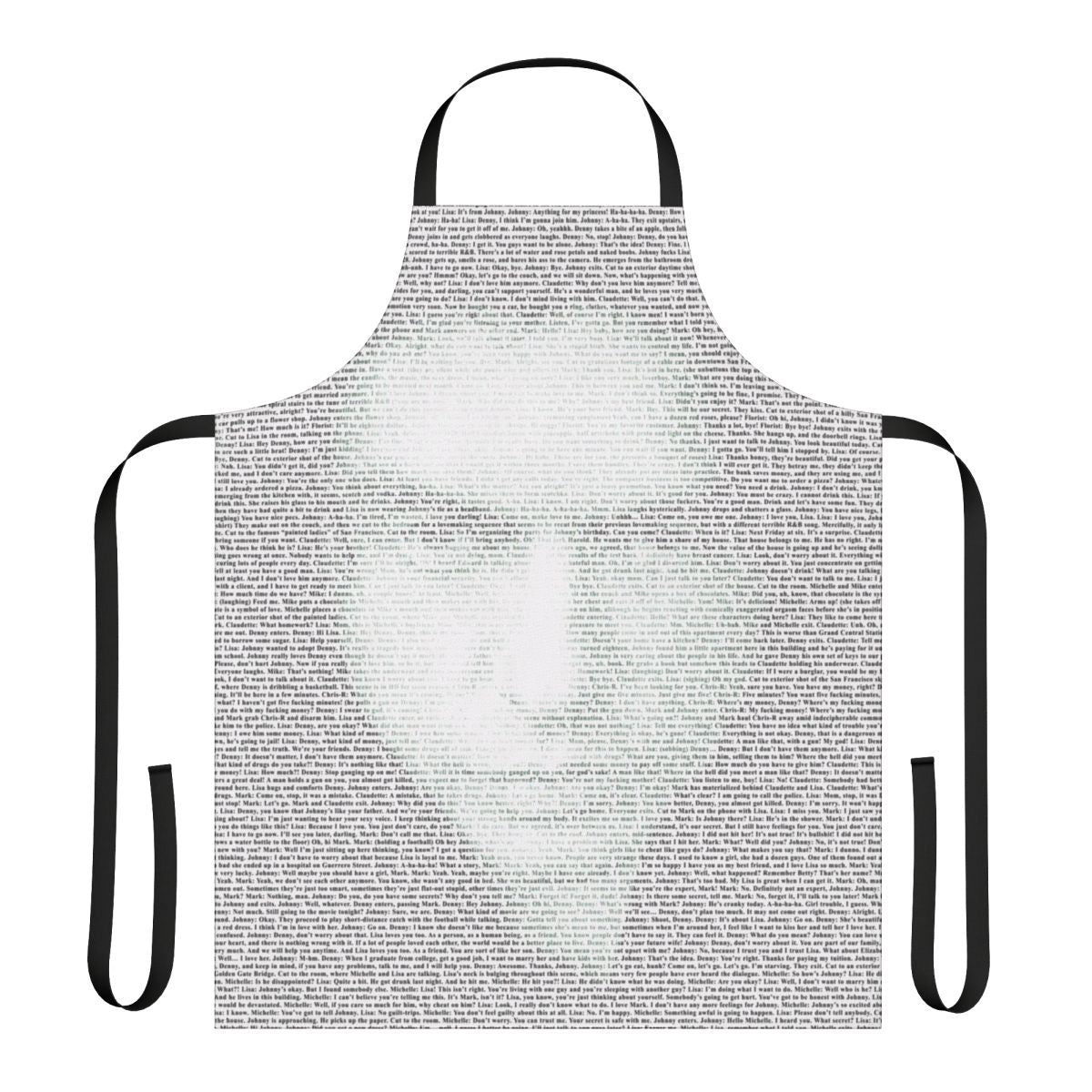 The Room themed apron featuring the iconic catchphrase "Oh Hi Mark" and imagery from the cult classic film.