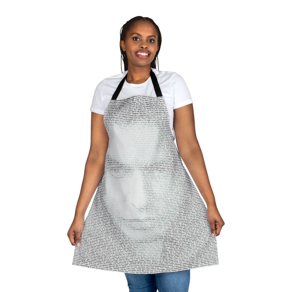 The Room themed apron featuring the iconic catchphrase "Oh Hi Mark" and imagery from the cult classic film.
