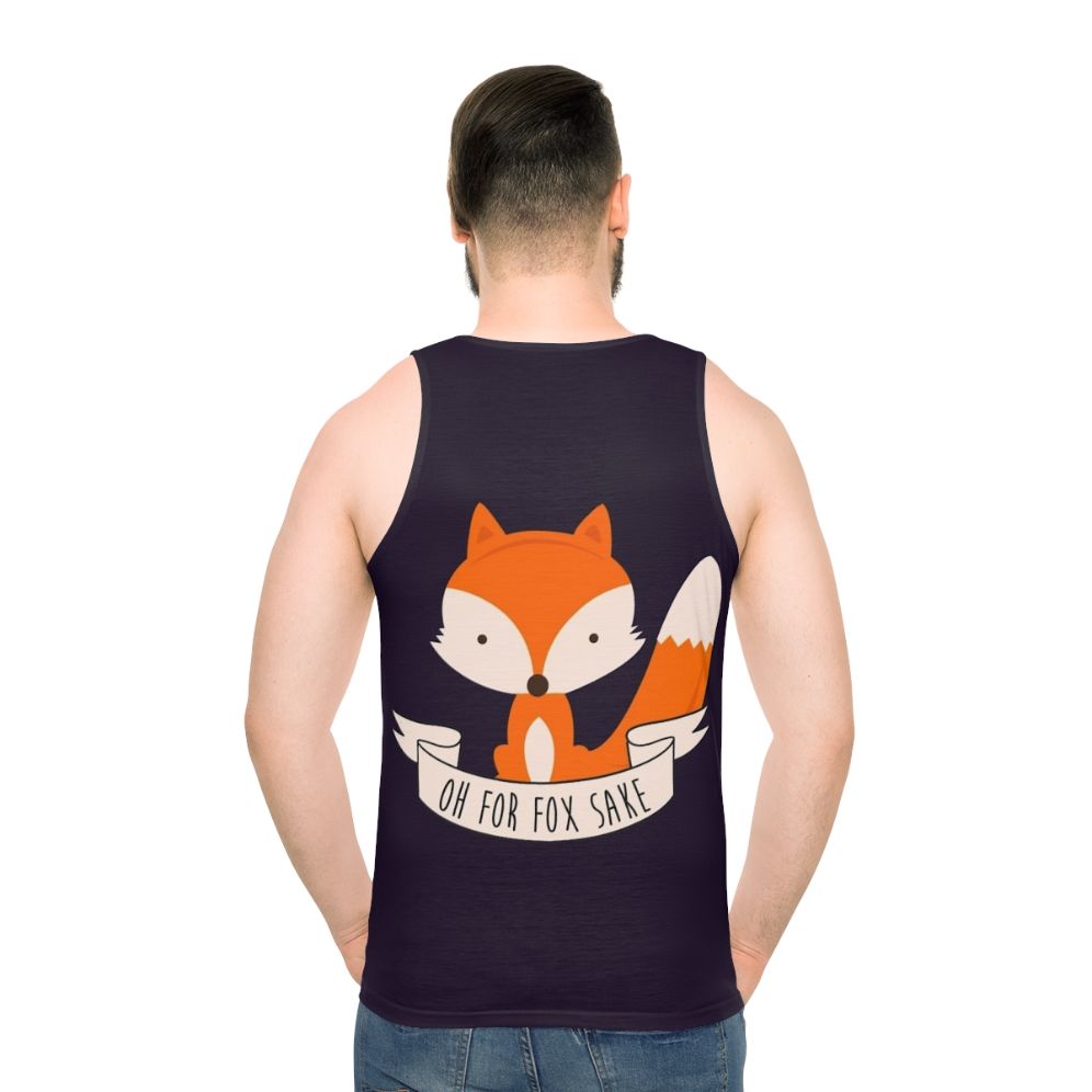 Funny "Oh For Fox Sake" unisex tank top with a fox graphic