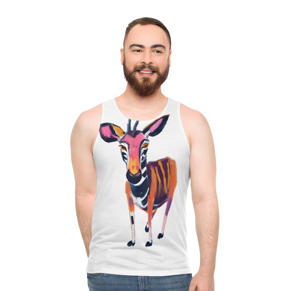 Okapi unisex tank top with text "Okapi Animals Are About To Go Extinct"