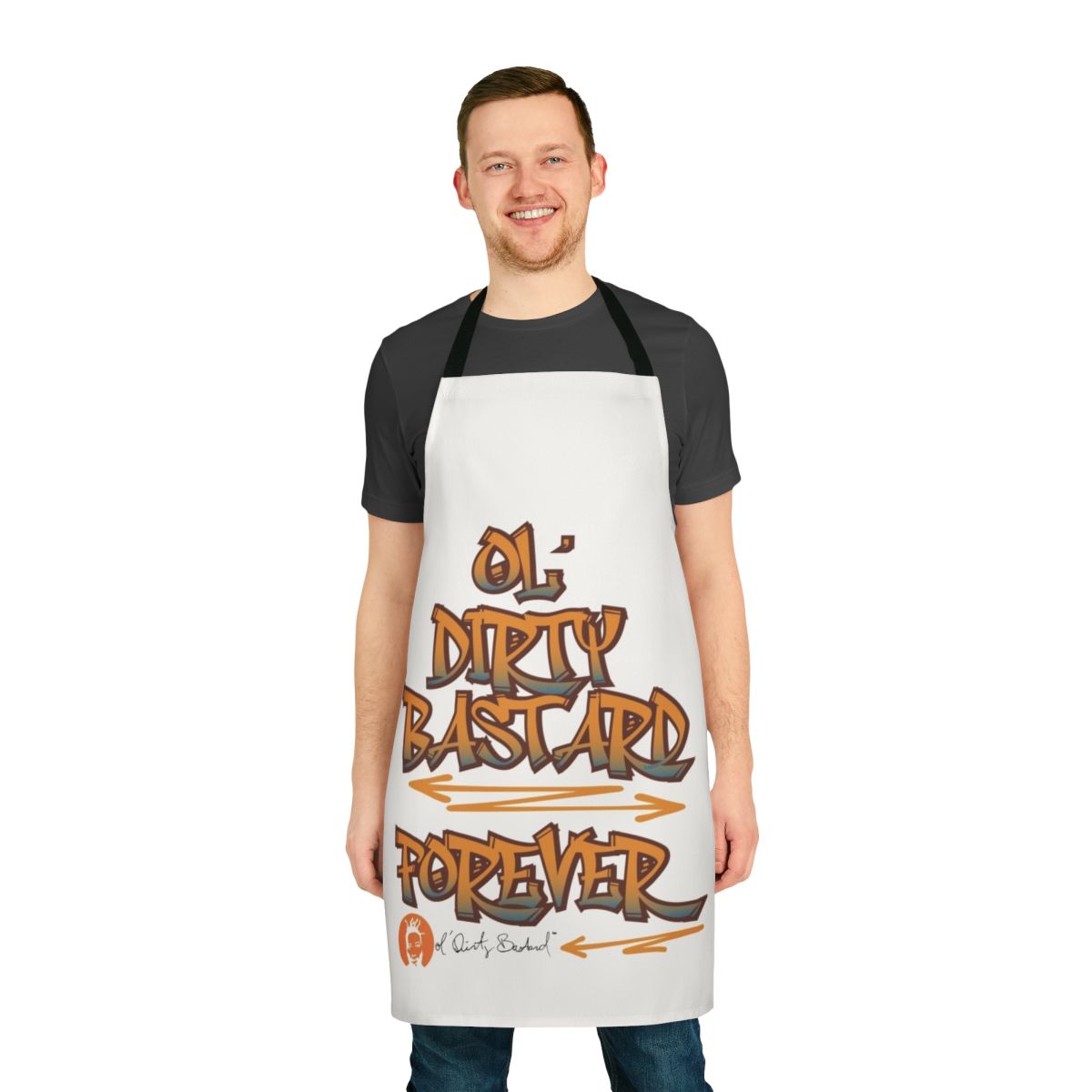 Apron featuring the Ol' Dirty Bastard logo and design for Wu-Tang Clan enthusiasts