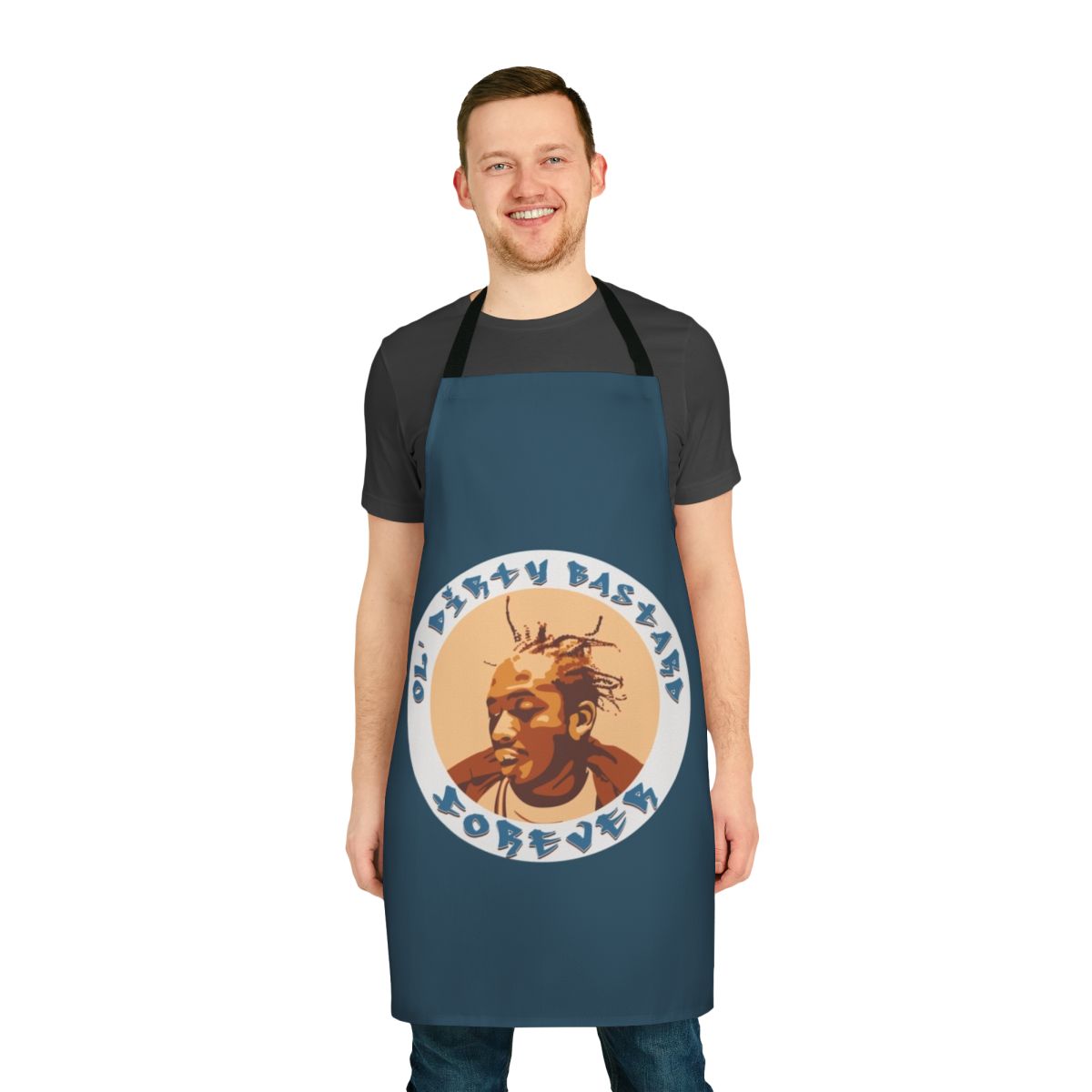 Ol' Dirty Bastard-inspired apron with graffiti style design