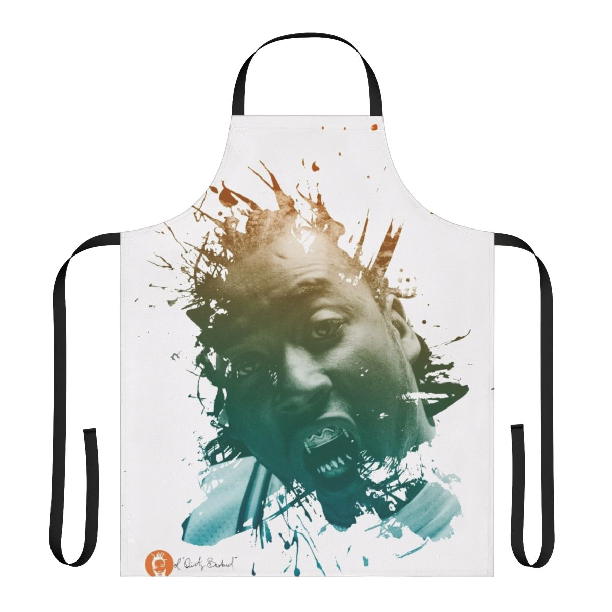 Ol' Dirty Bastard inspired fan art apron featuring a portrait of the legendary rapper