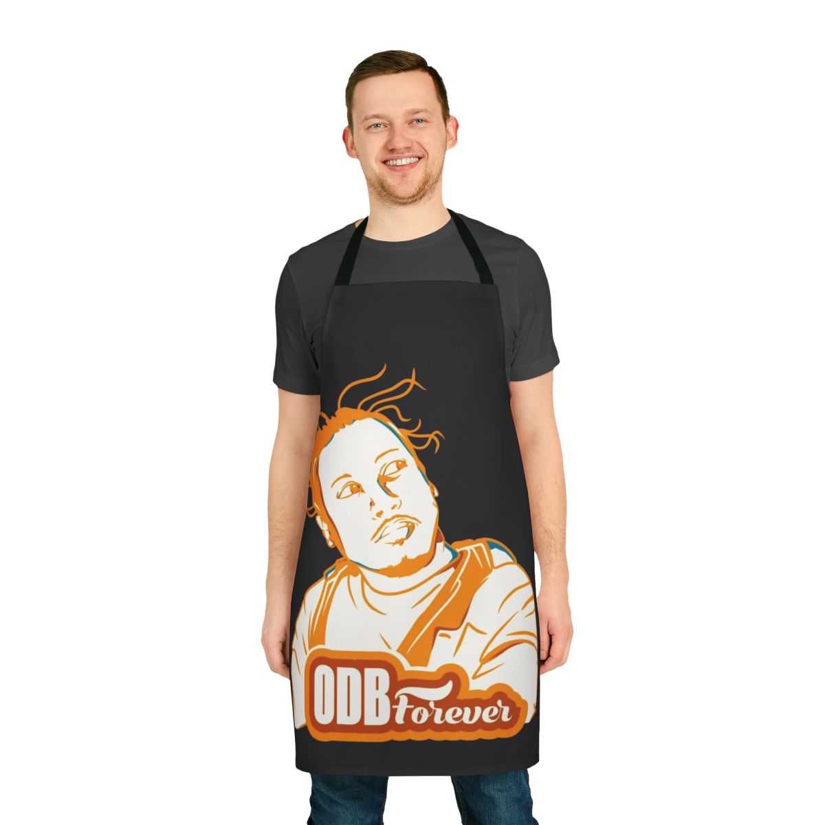 Ol' Dirty Bastard inspired graffiti style kitchen apron with bold text and design